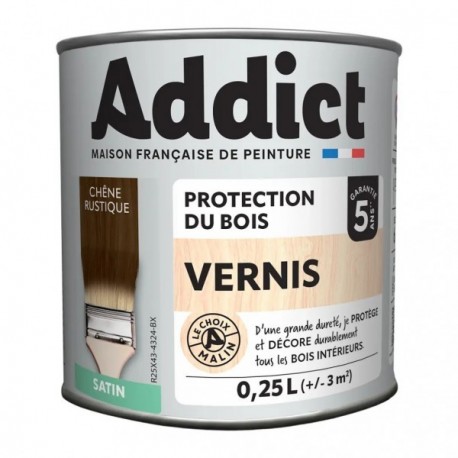 Vernis ADDICT bois satin chêne rustique 250ml