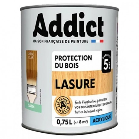 Lasure bois ADDICT acrylique chêne clair 0,75L