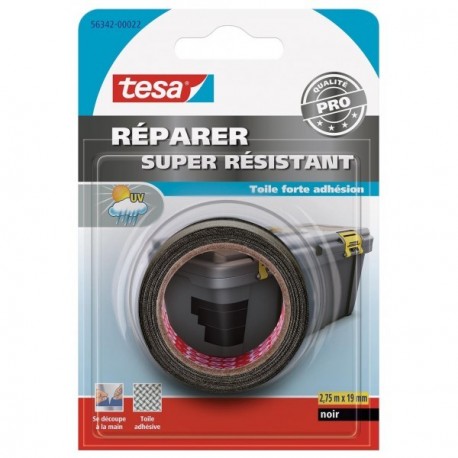 Adhésif de réparation toilé TESA Super Résistant noir 2,75mx19mm