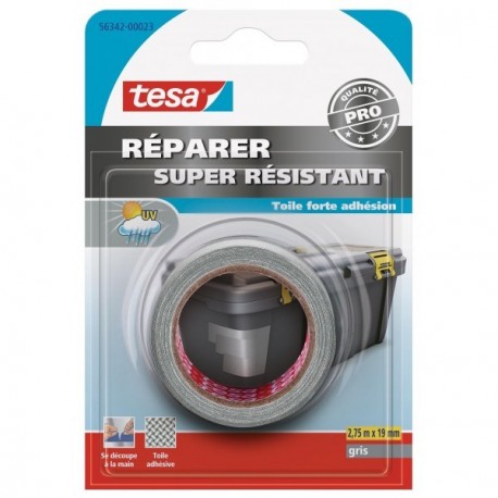 Adhésif de réparation toilé TESA Super Résistant gris 2,75mx19mm