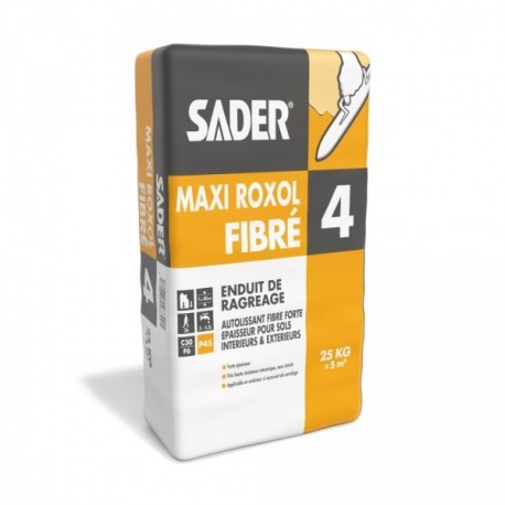 Ragréage SADER Maxi Roxol Fibré P4S sols intérieurs/extérieurs 25kg
