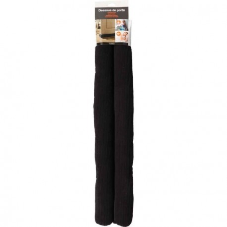 Boudin de porte double velours cotele extra-large noir LUANCE 80cm