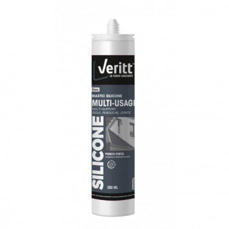 Mastic multi-usage VERITT silicone blanc 280ml