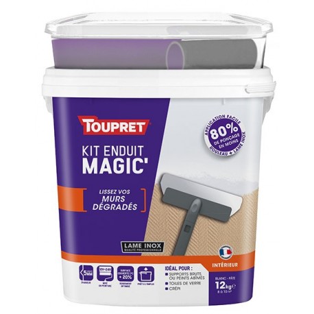 Enduit Magic'murs dégradés pâte TOUPRET gamme hautes performances 12kg + outils